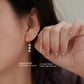 18K Solid Gold Triple Diamond Drop Earrings