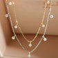 18K Solid Gold Diamond Station Necklace