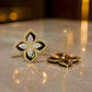 18K Solid Gold Four-Leaf Clover Natural Diamond Earrings
