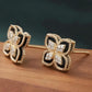 18K Solid Gold Four-Leaf Clover Natural Diamond Earrings