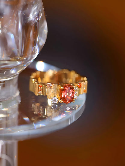 Padparadscha Pink Sapphire Promise Ring