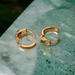 18K Solid Gold Natural Green Jadeite Jade Small Hoop Earrings with Diamonds, Small Jade Hoops, Green Jade Earrings, small gold hoops, gift