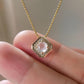 18K Solid Gold Icy Jadeite Jade & Diamond Pendant Necklace