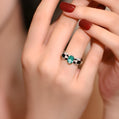 French Art Deco Paraiba Tourmaline Ring | Hand-Painted Enamel Checkered Band | Vintage-Inspired Cocktail Ring | Parisian Chic Jewelry Gift