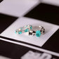 French Art Deco Paraiba Tourmaline Ring | Hand-Painted Enamel Checkered Band | Vintage-Inspired Cocktail Ring | Parisian Chic Jewelry Gift