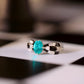 French Art Deco Paraiba Tourmaline Ring | Hand-Painted Enamel Checkered Band | Vintage-Inspired Cocktail Ring | Parisian Chic Jewelry Gift