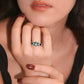 French Art Deco Paraiba Tourmaline Ring | Hand-Painted Enamel Checkered Band | Vintage-Inspired Cocktail Ring | Parisian Chic Jewelry Gift