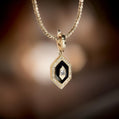 18K Solid Gold Art Deco Diamond Pendant, Black Onyx Charm,Vintage-Inspired Necklace, Natural Diamond Gold Pendant, Fine Jewelry Gift for Her