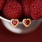 Ruby Heart Stud Earrings