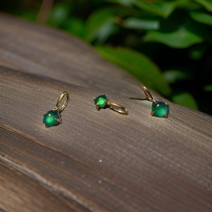 18K Solid Gold Jadeite Jade Pendant Charm