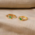 18K Solid Gold Natural Green Jadeite Jade Small Hoop Earrings with Diamonds, Small Jade Hoops, Green Jade Earrings, small gold hoops, gift