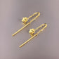 18K Solid Gold Tiny Star Threader Earrings