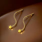 18K Solid Gold Tiny Star Threader Earrings