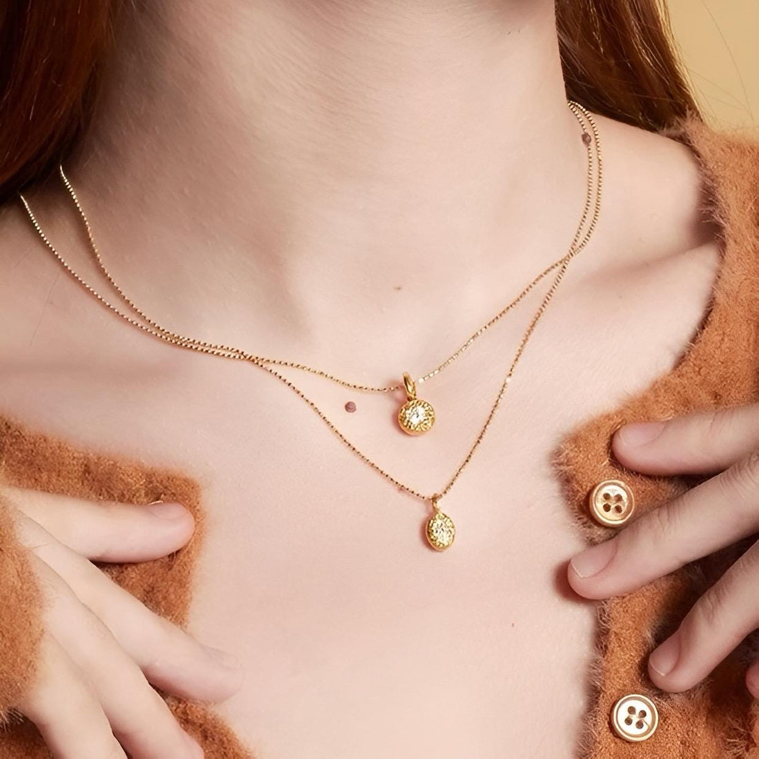 18K Solid Gold Rococo Style Natural Diamond Pendant, Gold Diamond Charm,Vintage-Inspired Necklace, Natural Diamond Gold Pendant, gift