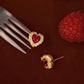 Ruby Heart Stud Earrings