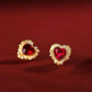 Ruby Heart Stud Earrings