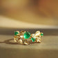 18K Solid Gold Natural Emerald Ring with Diamonds