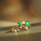 18K Solid Gold Natural Emerald Ring with Diamonds