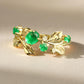 18K Solid Gold Natural Emerald Ring with Diamonds