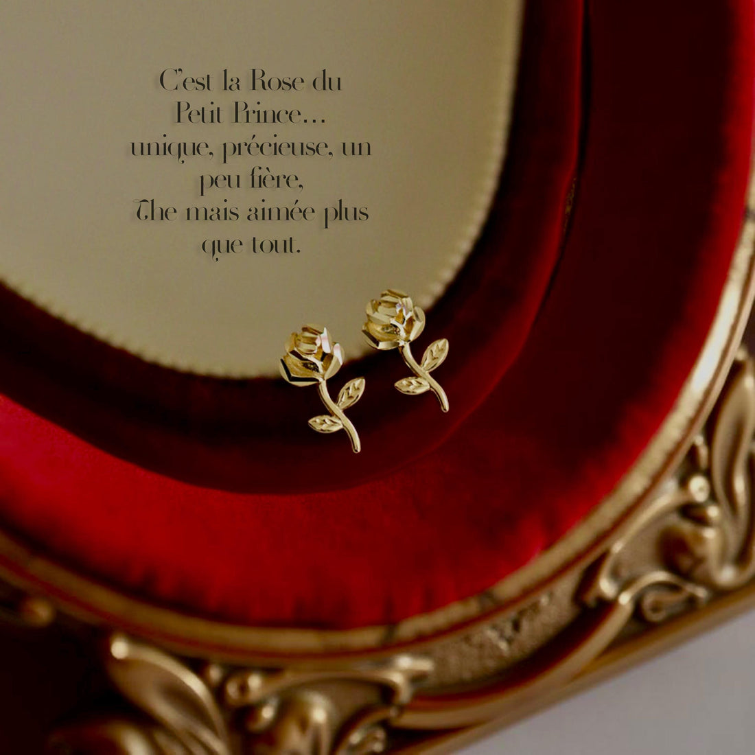 14k Solid Gold Tiny Rose Stud Earrings • Le Petit Prince Rose