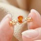 18K Solid Gold Mandarin Spessartine Garnet Ring with Natural Diamonds