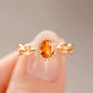 18K Solid Gold Mandarin Spessartine Garnet Ring with Natural Diamonds