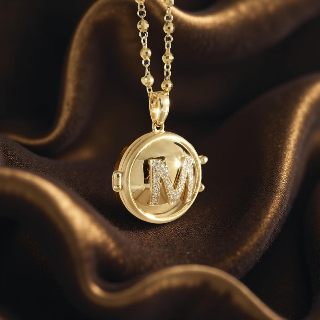 18K Solid Gold Diamond Locket- Custom Initial Pendant