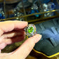 Natural Peridot & Rainbow Tourmaline Halo Ring