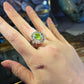 Natural Peridot & Rainbow Tourmaline Halo Ring