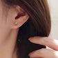 18K Solid Gold Colombian Emerald Stud Earrings