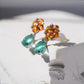 14K White Gold Emerald Diamond Garnet Earrings