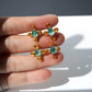 14K Solid White Gold Emerald, Orange Garnet and Diamond Stud Earrings