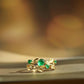 18K Solid Gold Natural Emerald Ring with Diamonds