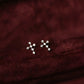 10K Solid Gold Diamond Cross Stud Earrings