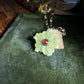 Hand-Carved Aventurine and Rubellite Tourmaline Flower Pendant Necklace