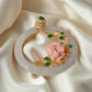 One-of-a-Kind Jadeite Pendant with Hand-Carved Coral Rose & Diamonds