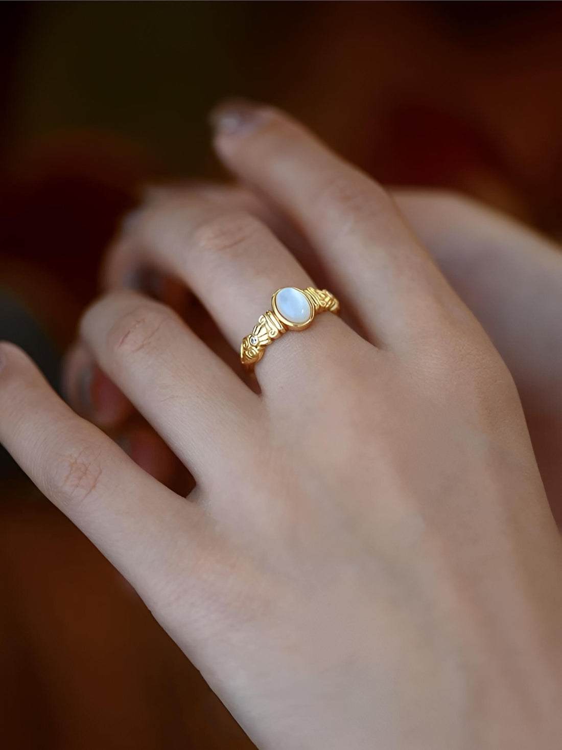 Mother of Pearl 18k Gold Vermeil Ring