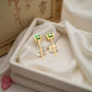 18K Solid Gold Colombian Emerald Stud Earrings