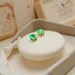 18K Solid Gold Colombian Emerald Stud Earrings