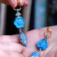 Rococo Blue Enamel & Turquoise Earrings