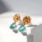 14K White Gold Emerald Diamond Garnet Earrings