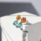 14K White Gold Emerald Diamond Garnet Earrings