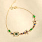 Celestial Gold Bracelet with Natural Rubies, Sapphires & Emeralds | 18K Solid Gold Star Charm Jewelry | Dainty Multicolor Fine Gift for Her
