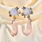 One-of-a-Kind  Blue Chalcedony Flower & Rose Quartz Drop Earrings
