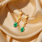 Elegant 18K Gold Emerald Earrings | 18k Gold Vermeil Earrings or Upgrade to Solid 18k Gold