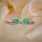 18K Gold Emerald Hoop Earrings