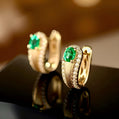 Elegant 18K Gold Emerald Hoops