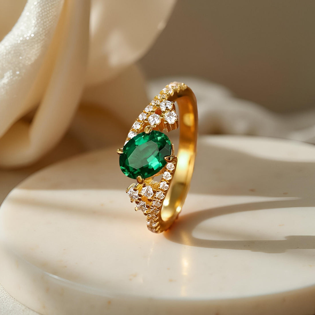 Emerald Classic Engagement Ring | 18k Gold Vermeil or Upgrade to Solid 18k Gold