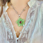 Hand-Carved Aventurine and Rubellite Tourmaline Flower Pendant Necklace