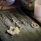 Hand-Carved Aventurine and Rubellite Tourmaline Flower Pendant Necklace